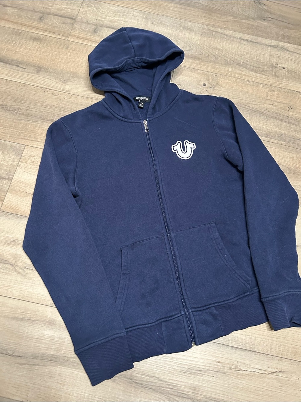 True Religion Navy Full-Zip Hoodie with Logo